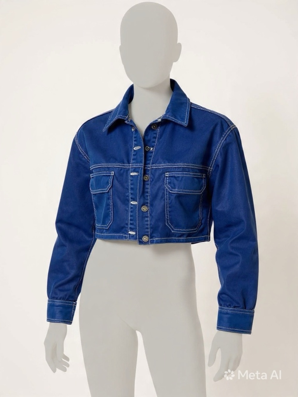 Forever 21 Cobalt Cropped Denim Jacket-A17